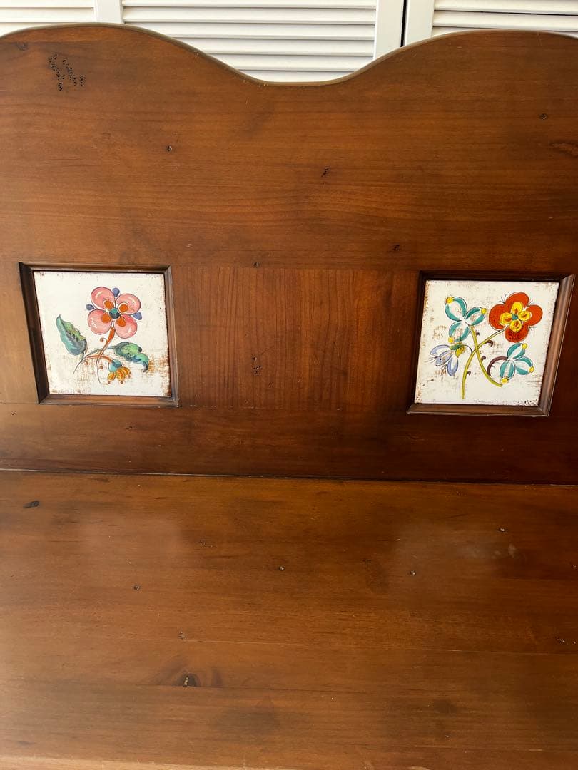 2人掛けベンチ　アクタス取扱　タイル　スペイン　木製　アンティーク　レトロ