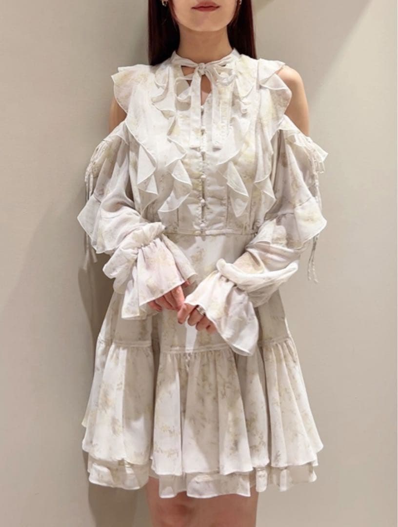 snidel プリントフリルミニワンピース