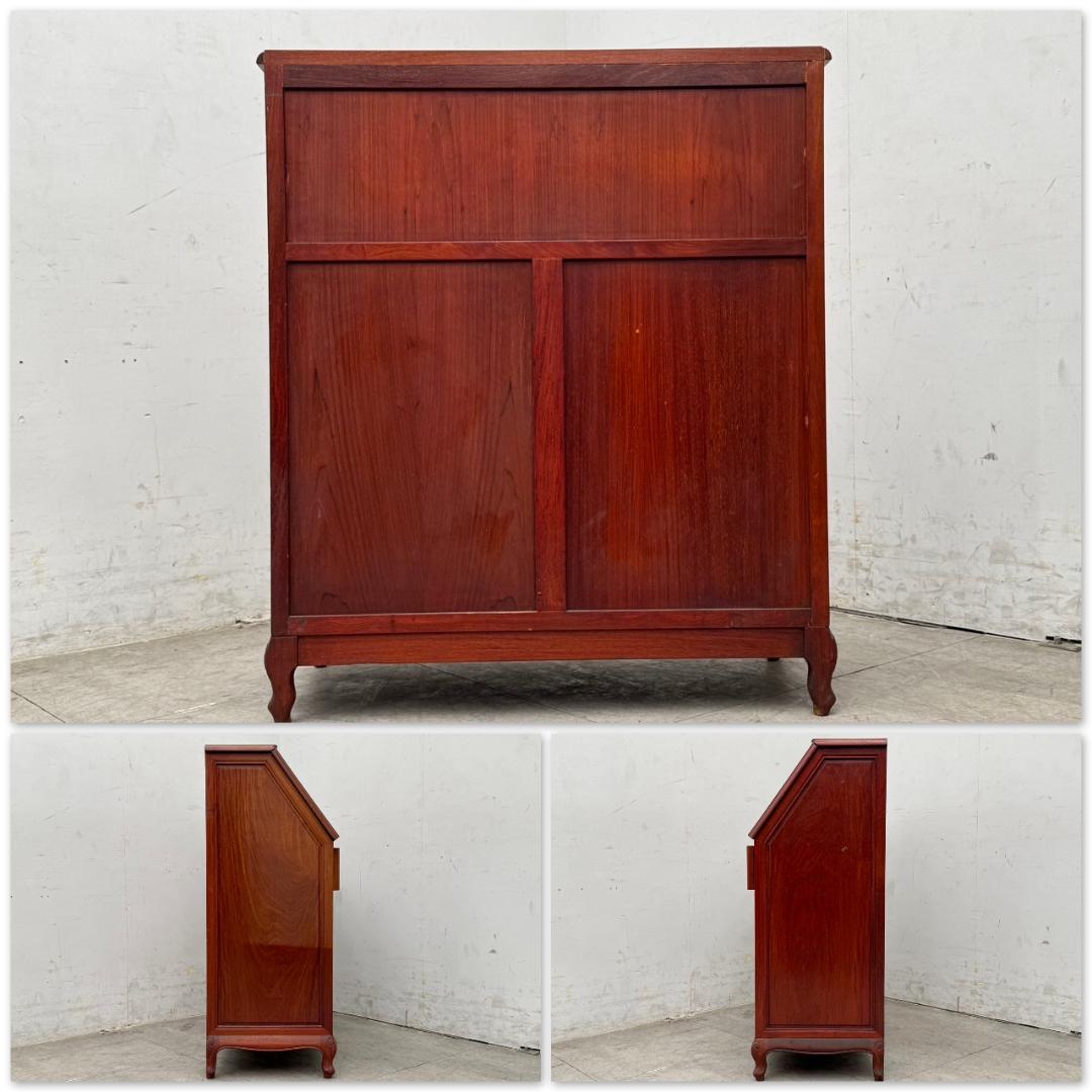 T1169☆ライティング　ビューロー　唐木家具　無垢材　花梨　椅子付き