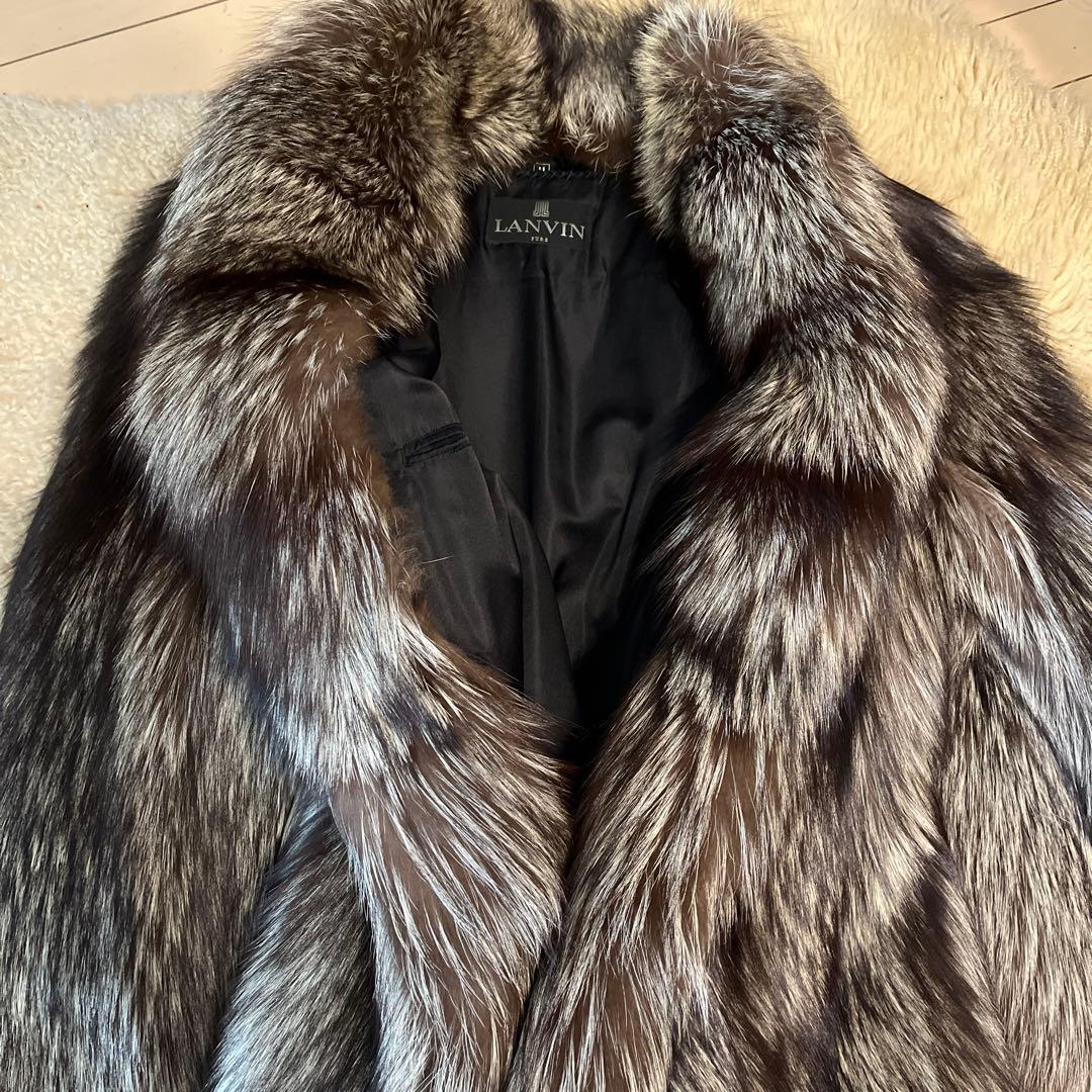 ランビン　LANVIN シルバーフォックス　リアルファーコート　SAGA FOX