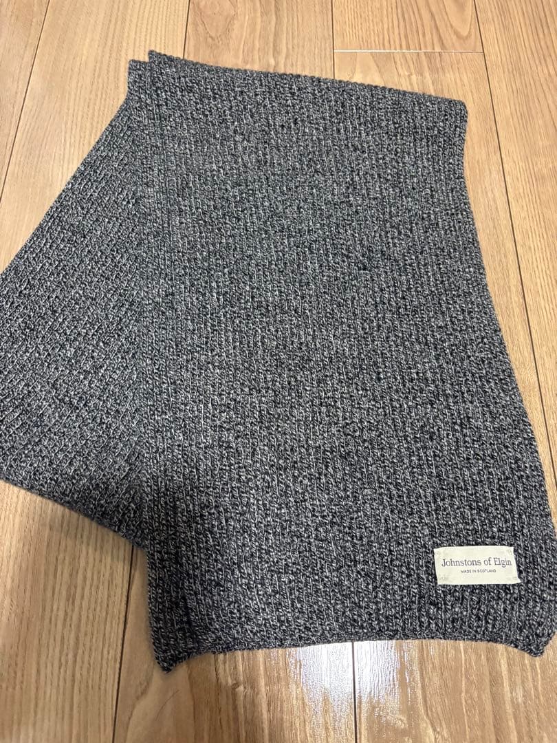 美品　ジョンストンズ　カシミヤ　カシミア　マフラー　ストール　ブラック　グレー