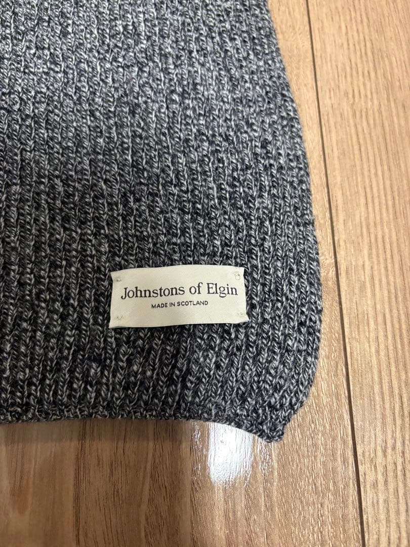 美品　ジョンストンズ　カシミヤ　カシミア　マフラー　ストール　ブラック　グレー