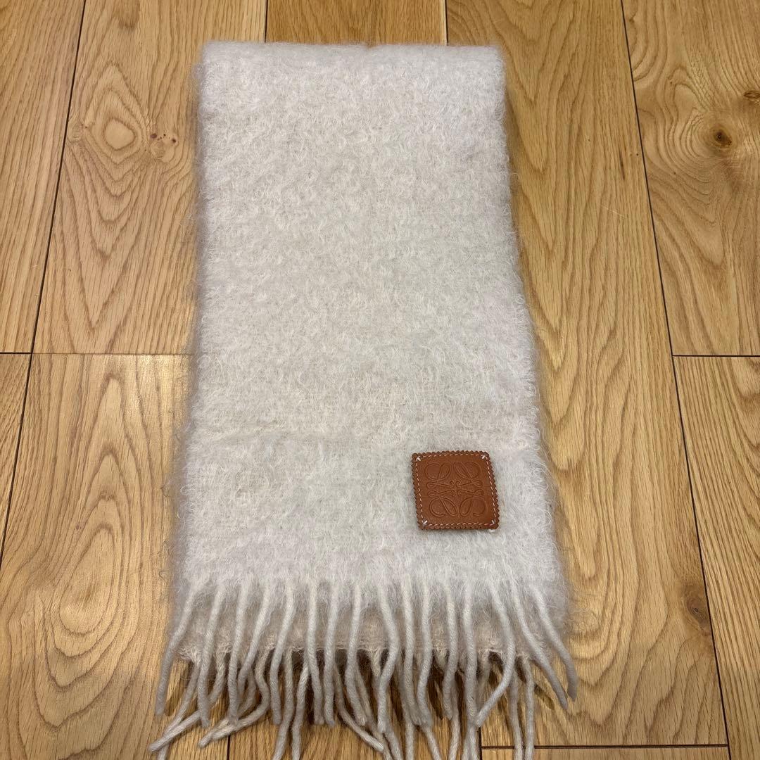 ロエベ　LOEWE モヘア　マフラー　アイボリー