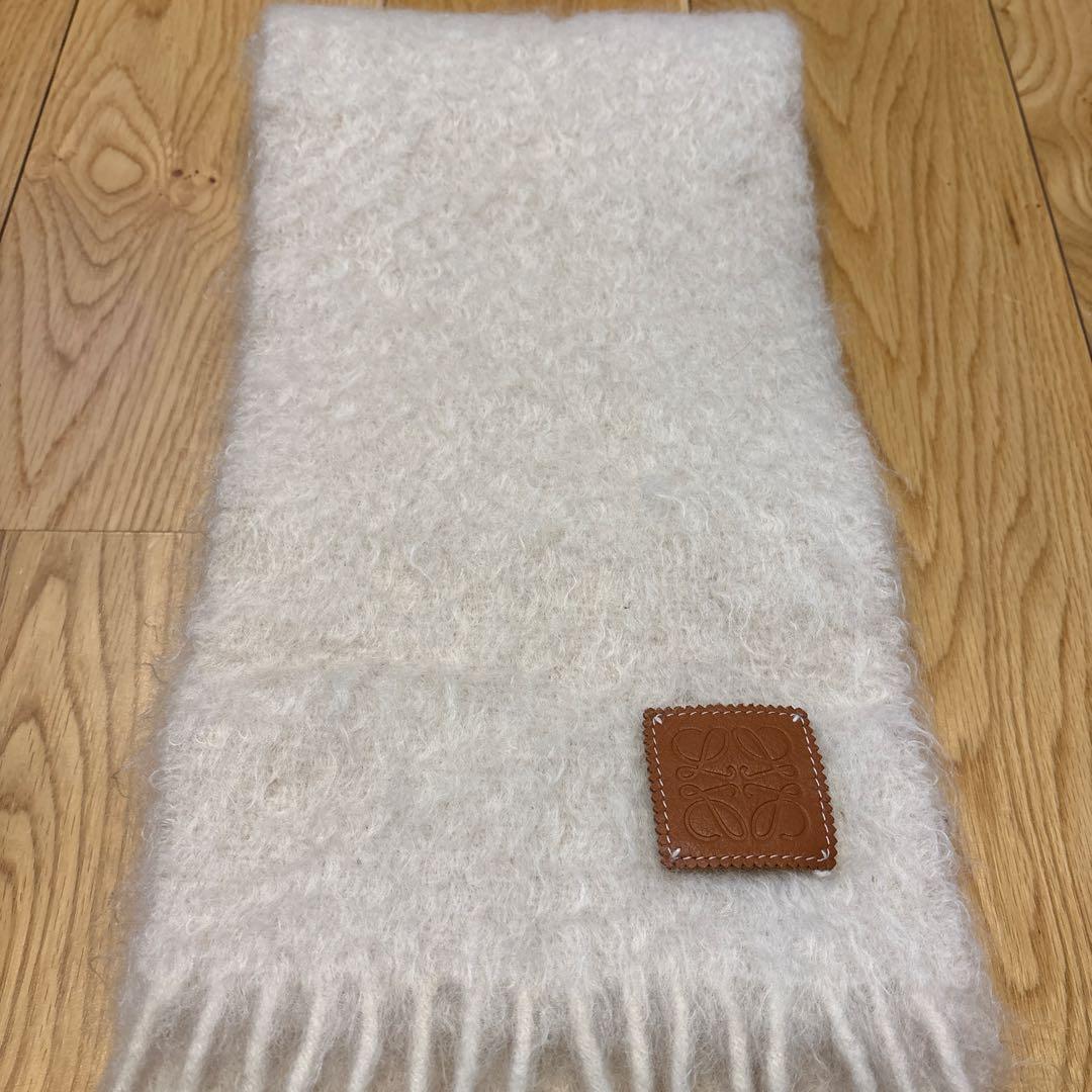 ロエベ　LOEWE モヘア　マフラー　アイボリー