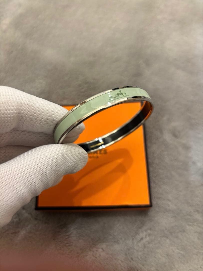 【状態良好】エルメス エマイユPM バングル ミントグリーン 七宝焼 馬車柄