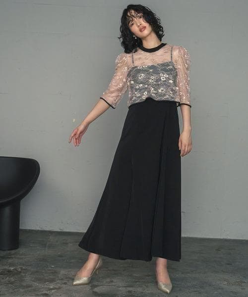 美品 GIRL ガール レースブラウス ワンピース ドレス M お呼ばれ 結婚式