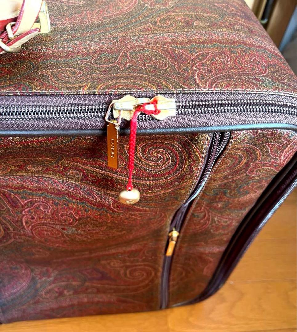 激レア　エトロ　キャリーケース　ペイズリー柄　ブラウン　本革張り
