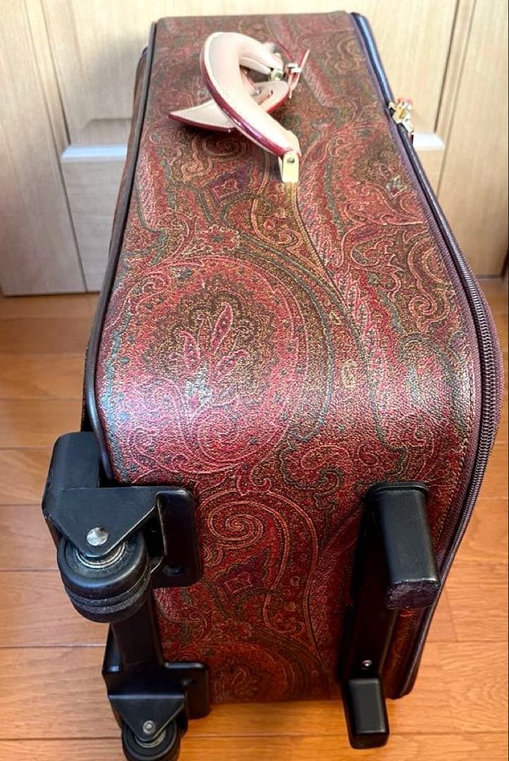 激レア　エトロ　キャリーケース　ペイズリー柄　ブラウン　本革張り
