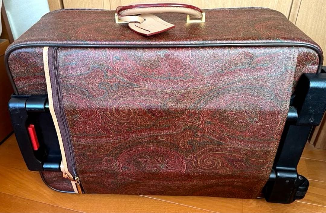 激レア　エトロ　キャリーケース　ペイズリー柄　ブラウン　本革張り