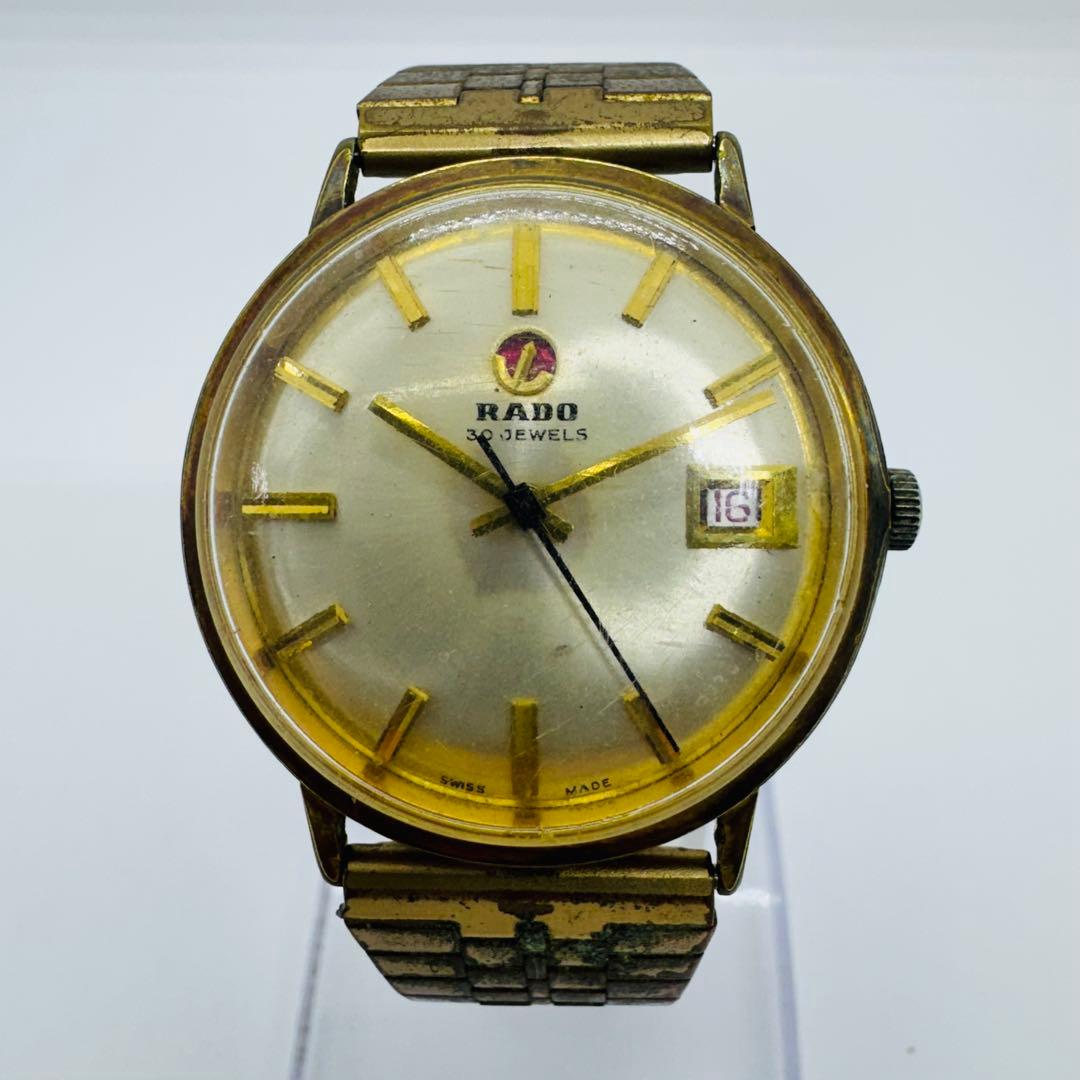 ✨RADO✨ラドー✨デイト✨ゴールド✨30JEWELS✨ゴールド文字盤✨腕時計✨