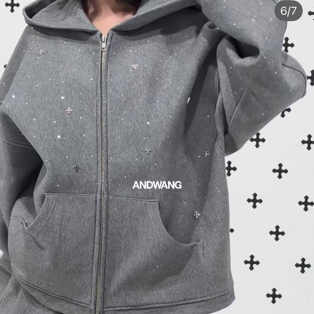 ANDWANG kirakira jewelパンツ　ブラック