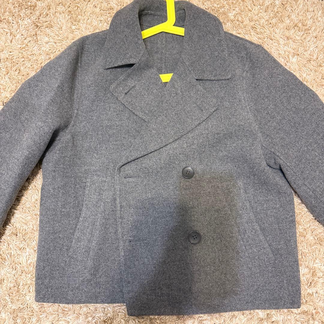 ユニクロ ダブルフェイスショートコートリラックスフィットグレー M