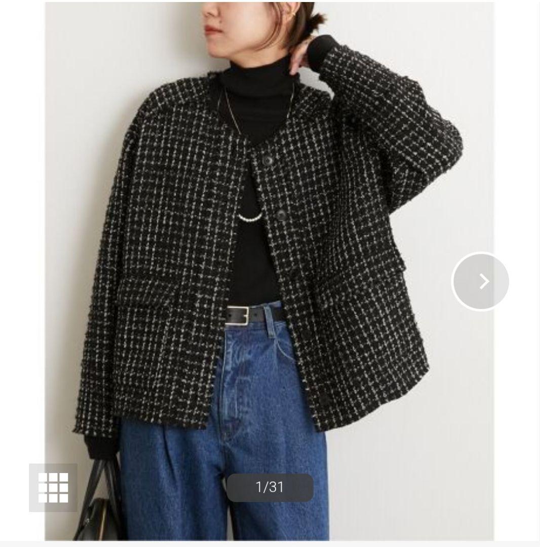 良品 ジャーナルスタンダードレリューム TWEEDクルーネックジャケット