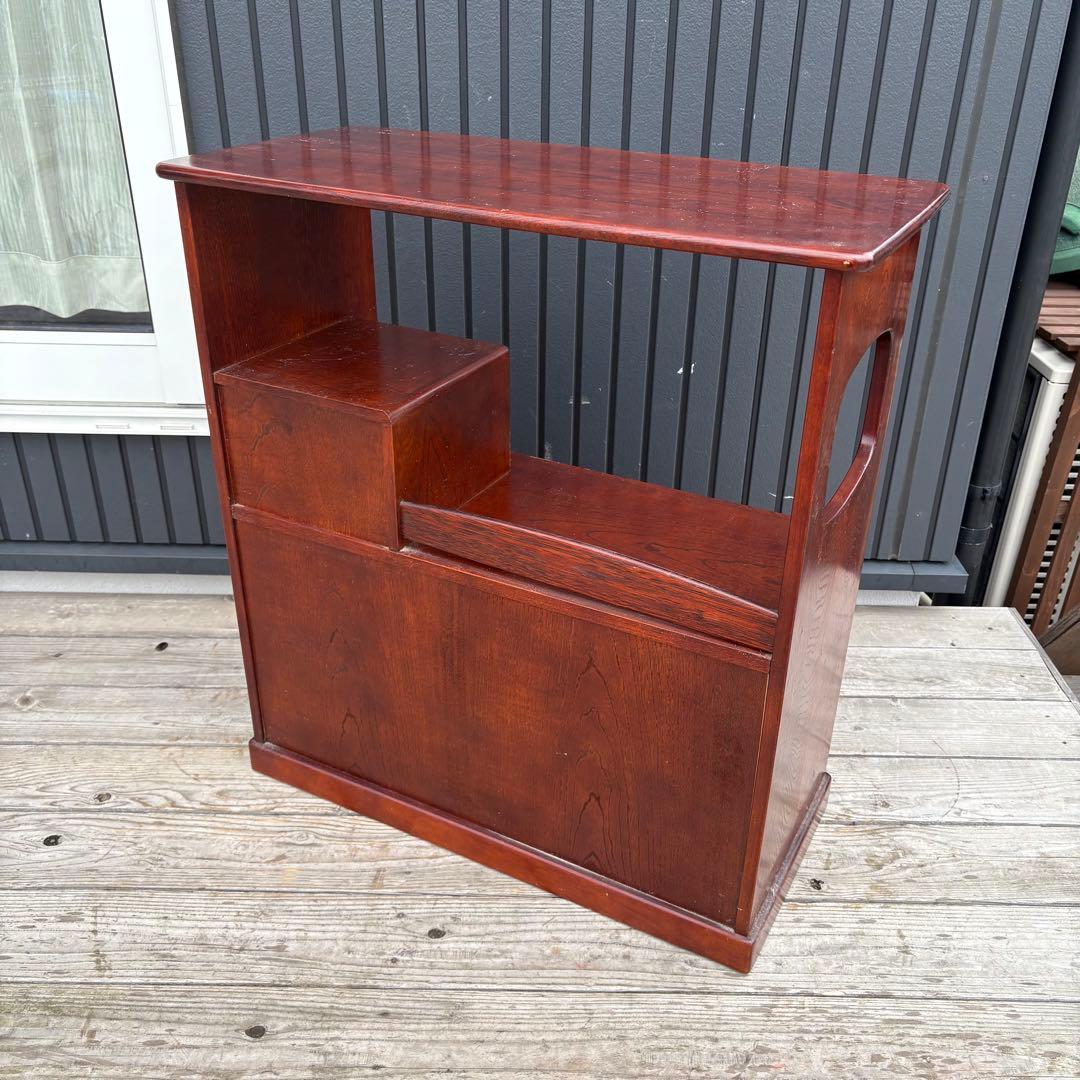昭和レトロ カリモク 木製 階段型茶棚 サイドボード 飾り棚 コールキャビネット
