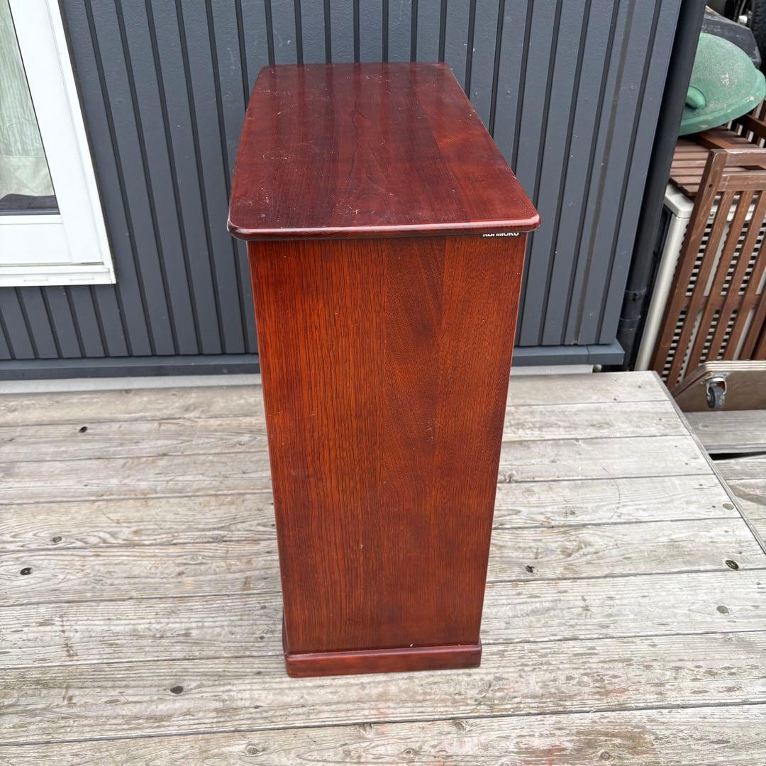 昭和レトロ カリモク 木製 階段型茶棚 サイドボード 飾り棚 コールキャビネット