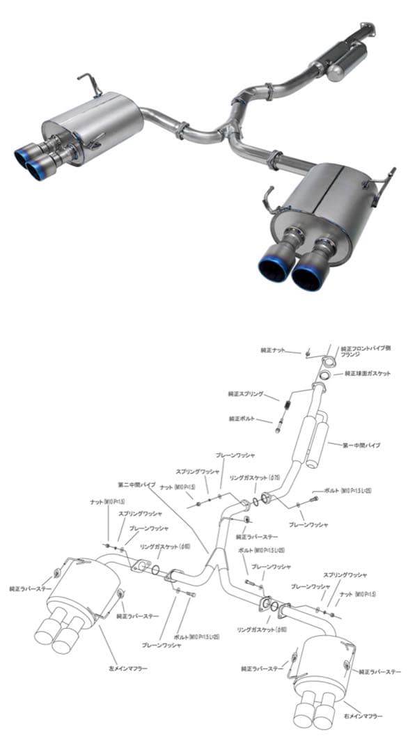 HKS スーパーターボマフラーTi WRX STI（②：右メインマフラー）