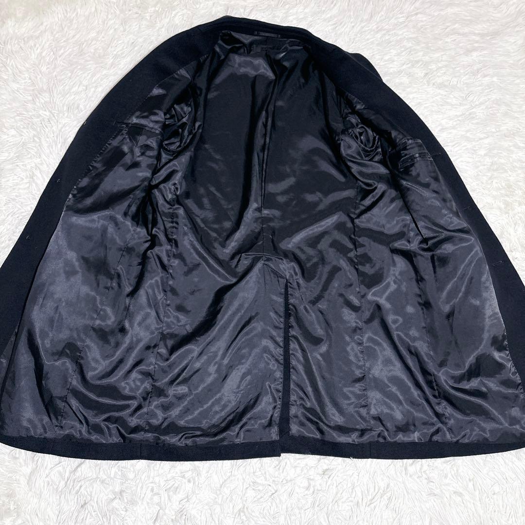 美品 UNIQLO カシミヤ混 チェスターコート ネイビー ロング丈 L