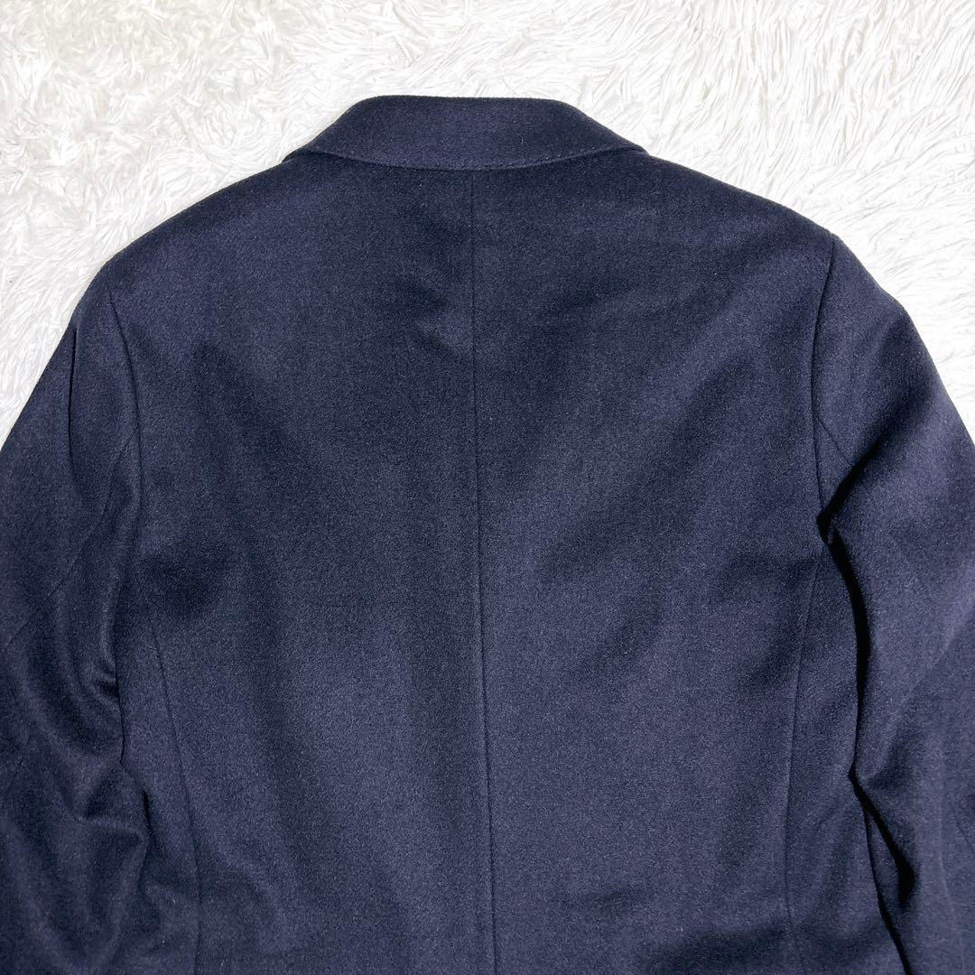 美品 UNIQLO カシミヤ混 チェスターコート ネイビー ロング丈 L