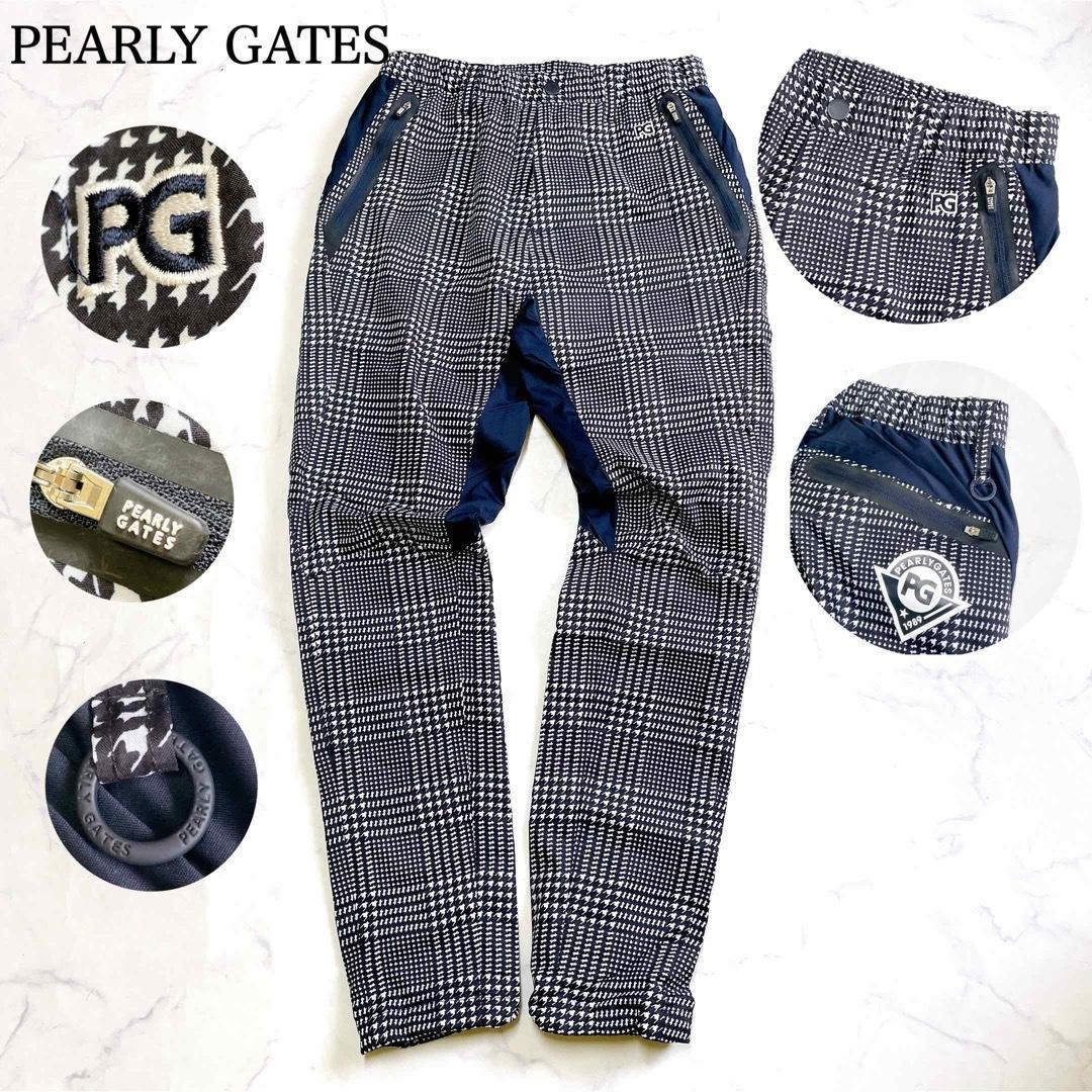美品 パーリーゲイツ 千鳥格子レインロングパンツ PGロゴ00 XS-S