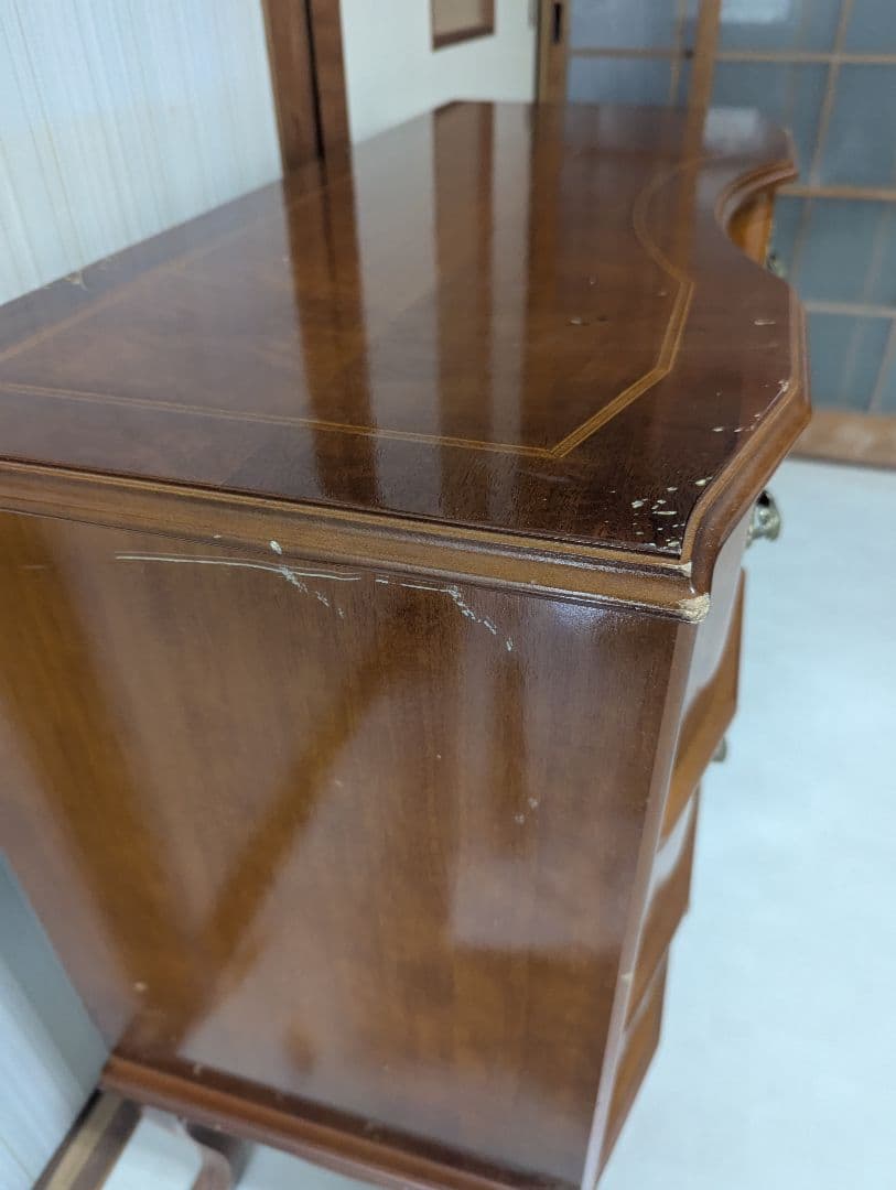 猫脚 象嵌 3段チェスト キャビネット コンソール アンティーク