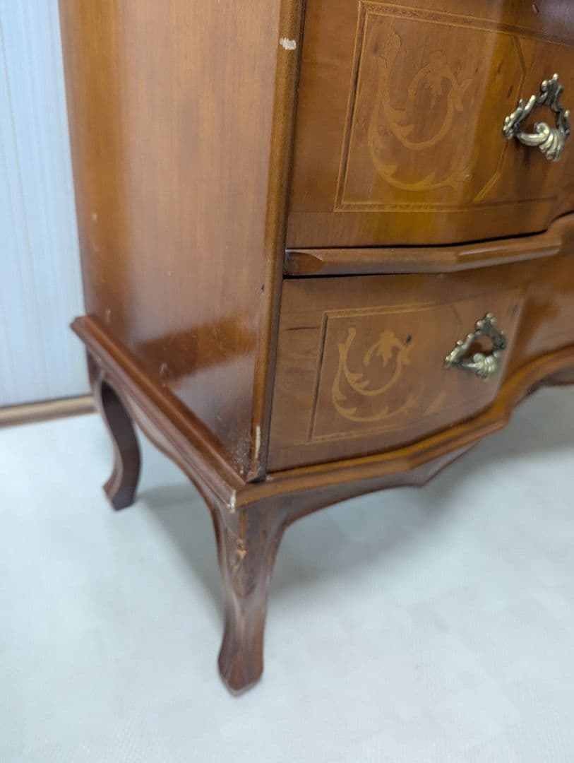 猫脚 象嵌 3段チェスト キャビネット コンソール アンティーク