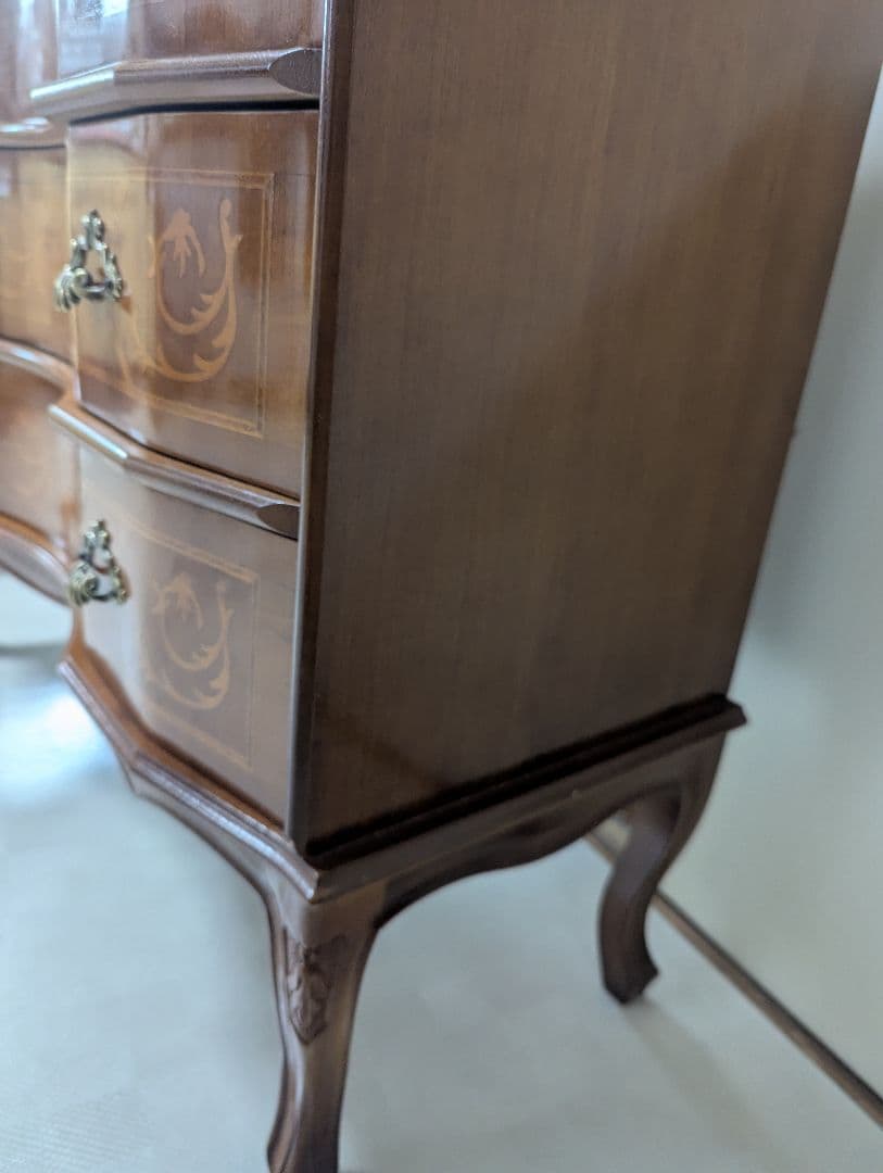 猫脚 象嵌 3段チェスト キャビネット コンソール アンティーク