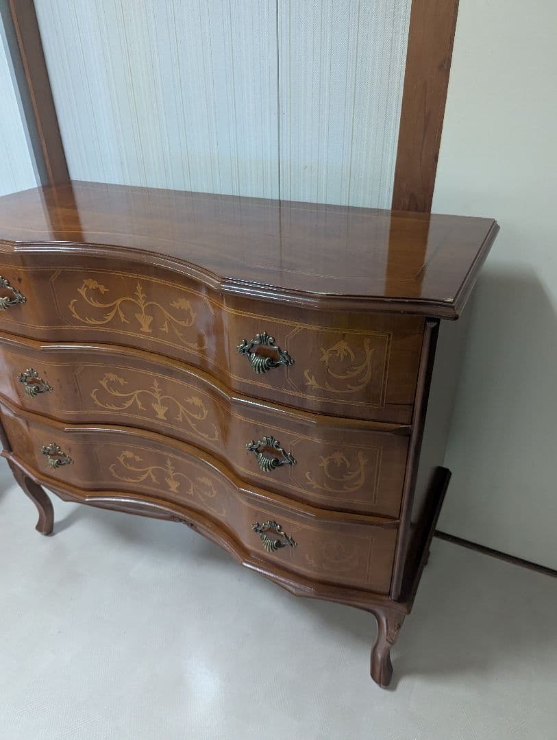 猫脚 象嵌 3段チェスト キャビネット コンソール アンティーク