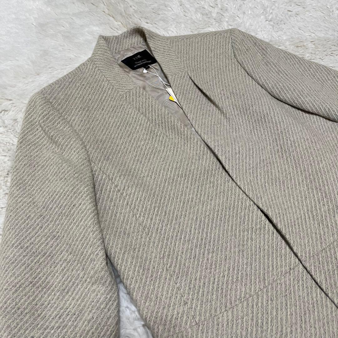 新品　タグ付き　23区　ノーカラー テーラードジャケット　ウール　アイボリー　L