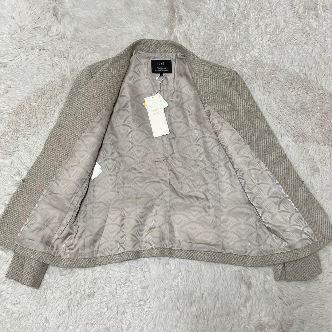 新品　タグ付き　23区　ノーカラー テーラードジャケット　ウール　アイボリー　L