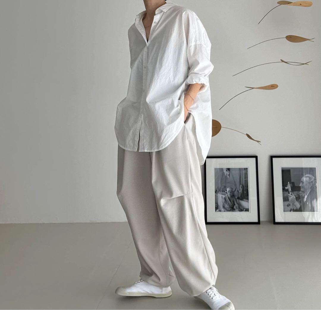 WOOL WIDE TUCK PANTS/WARM CREAM サイズ1