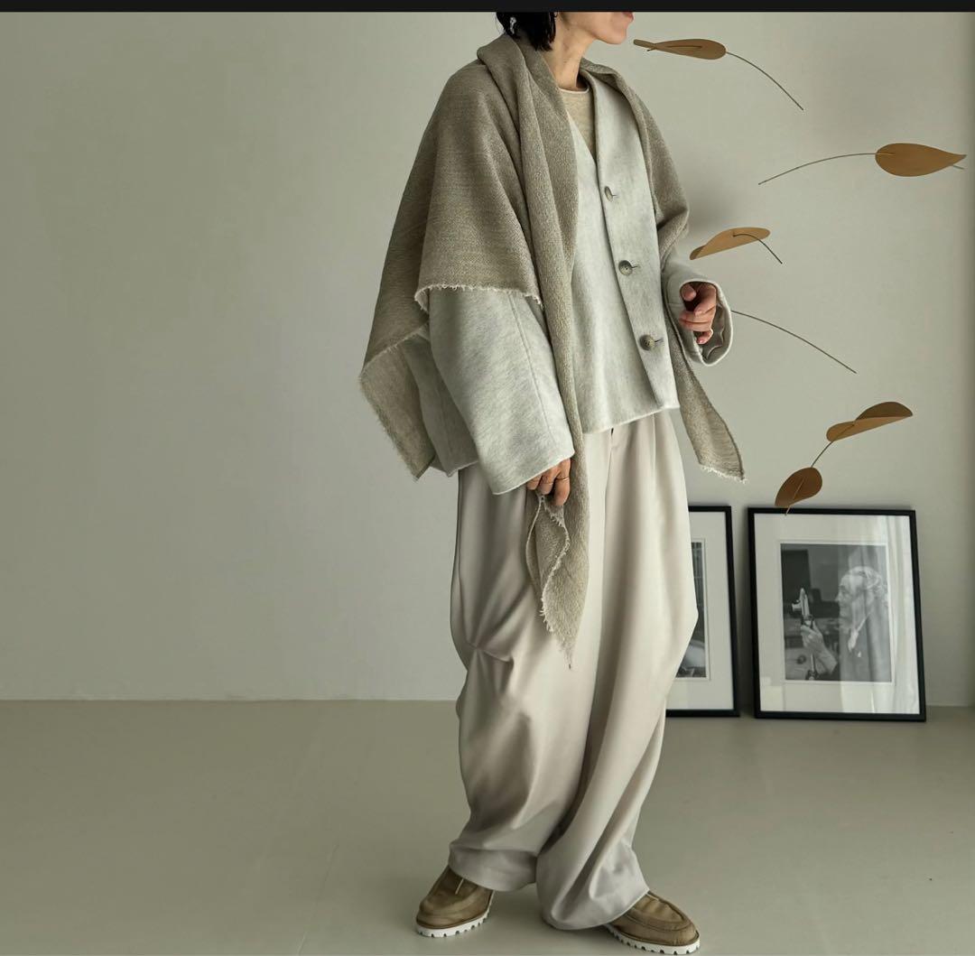 WOOL WIDE TUCK PANTS/WARM CREAM サイズ1