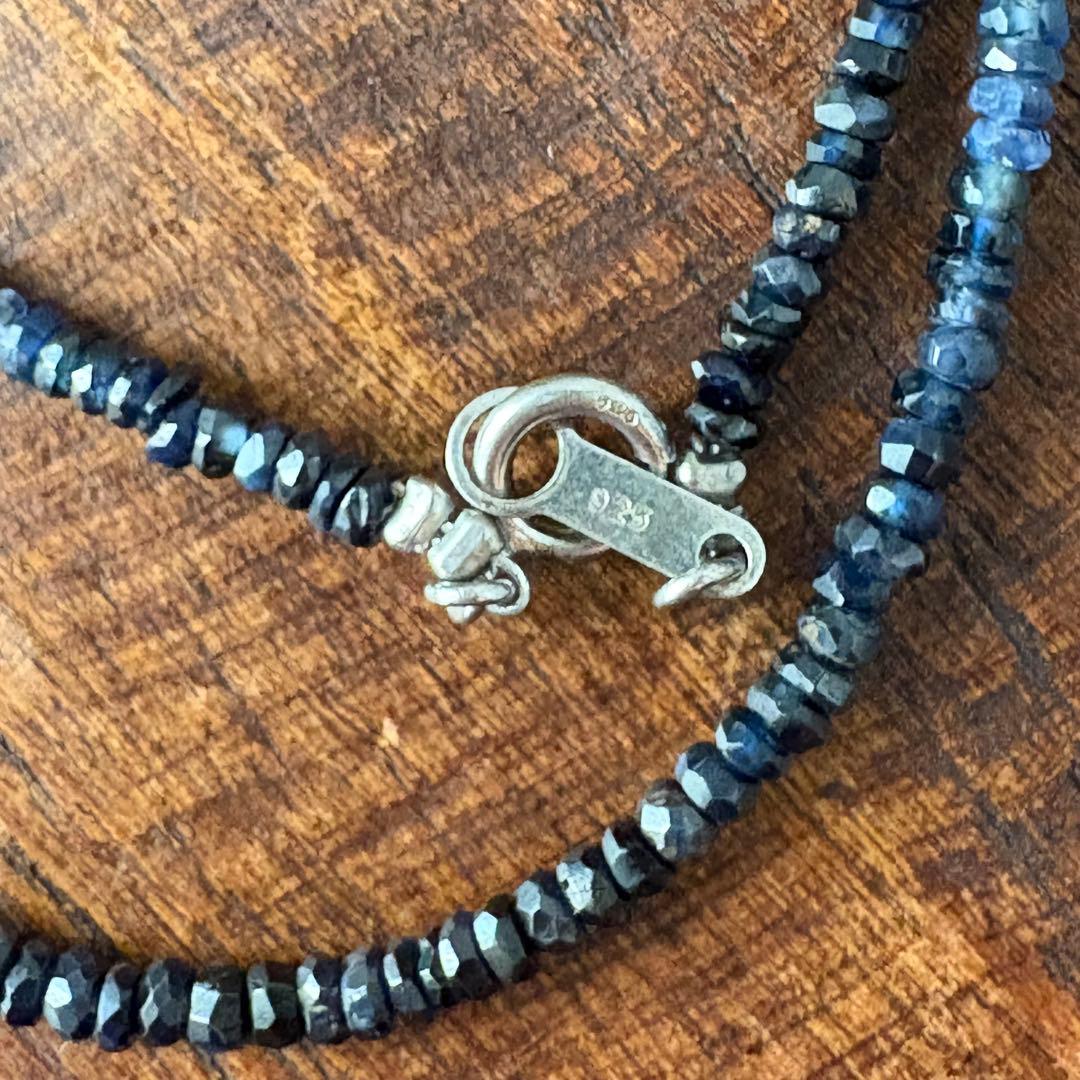 サファイア　ビーズ　ネックレス　グラデーション　silver925