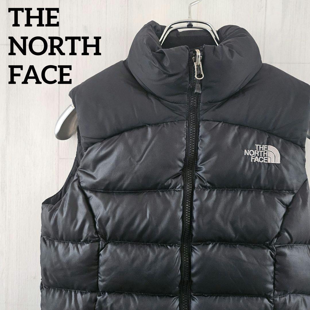 【大人気】ノースフェイス ダウンベスト ヌプシ 刺繍ロゴ 黒 レディース M