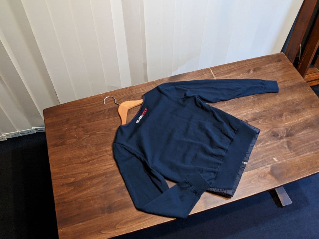 ビームス　ゴルフ ウェア　切替　異素材　中綿　ウール　ニット　ジャケット　紺 M