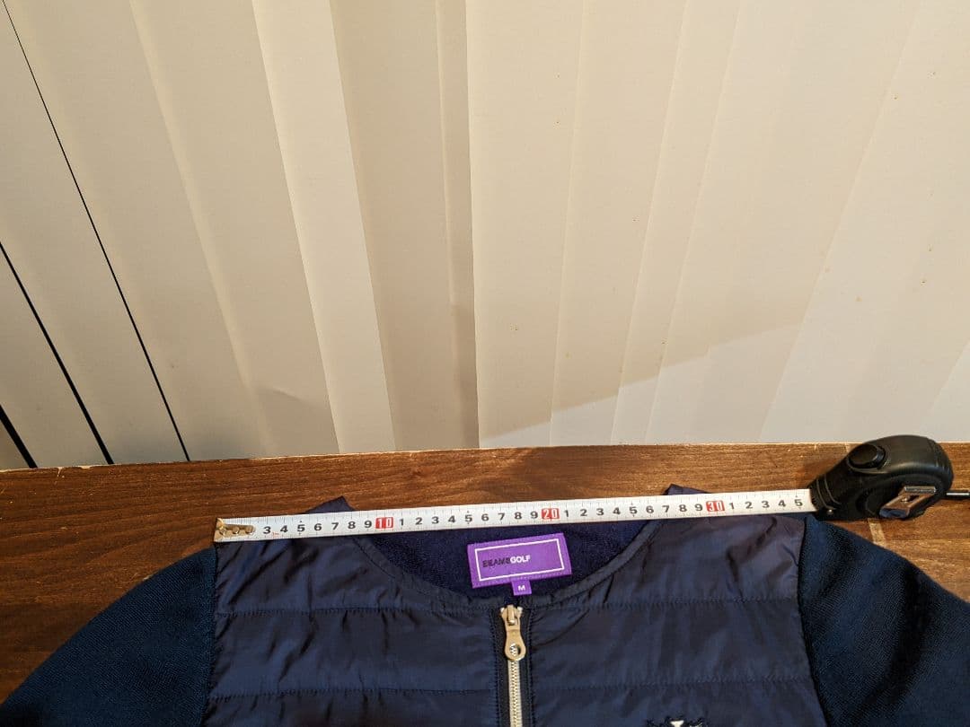 ビームス　ゴルフ ウェア　切替　異素材　中綿　ウール　ニット　ジャケット　紺 M