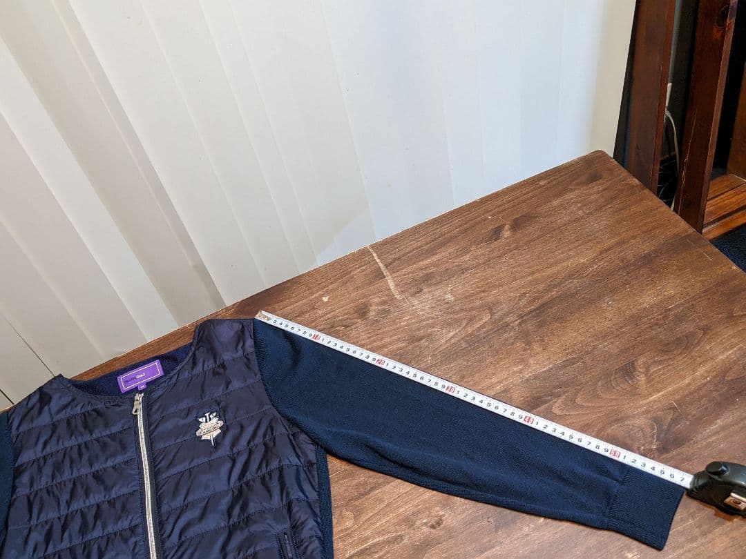 ビームス　ゴルフ ウェア　切替　異素材　中綿　ウール　ニット　ジャケット　紺 M