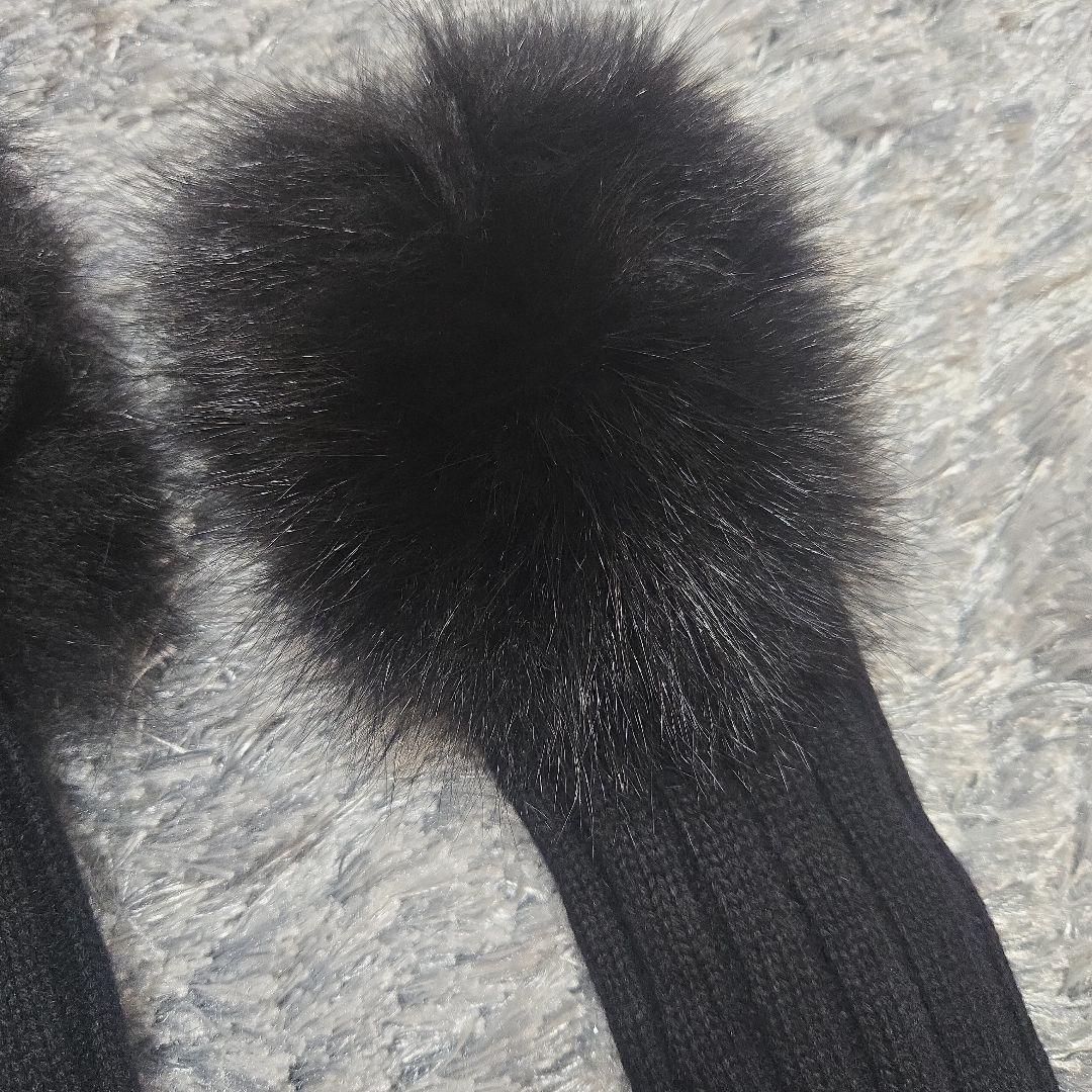 【美品】ブラックファー付きニット手袋