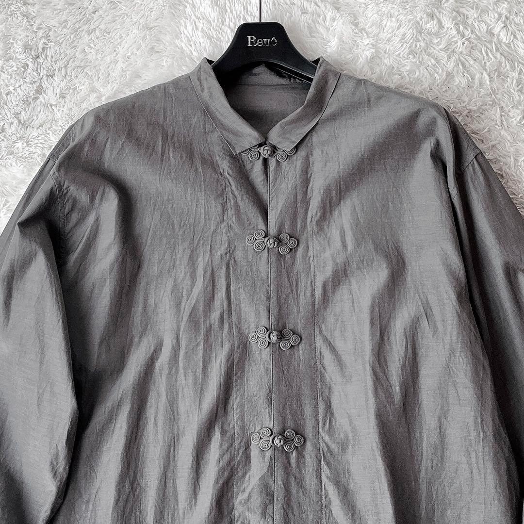 【美品】ヨーガンレール チャイナシャツ チュニック グレー コットンシルク