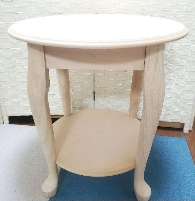 トールペイント# 白木# ラウンドエンドテーブル#未使用#