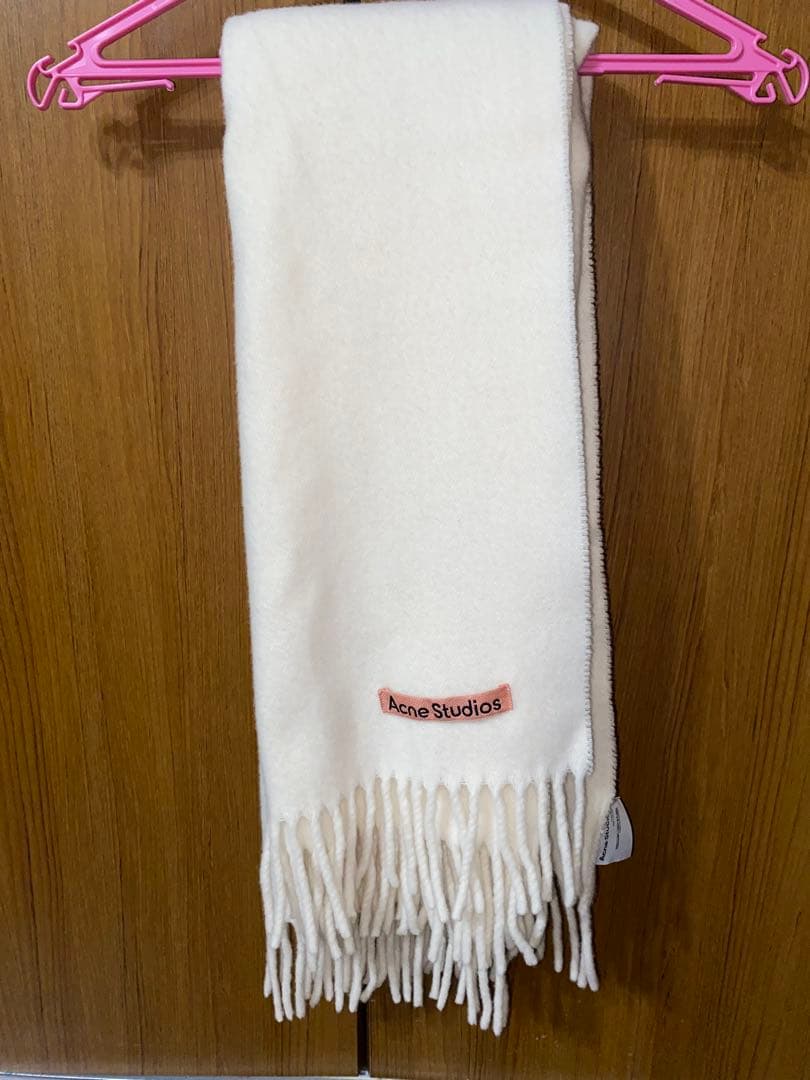 Acne Studios フリンジスカーフ ナロー ホワイト