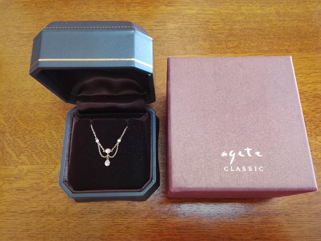 アガット　オパール　トップ14K/10Kチェーン ネックレス