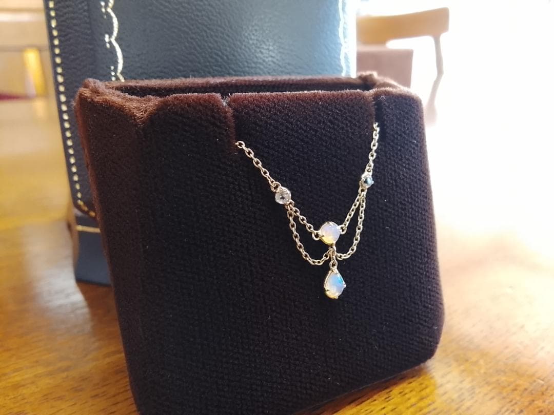 アガット　オパール　トップ14K/10Kチェーン ネックレス