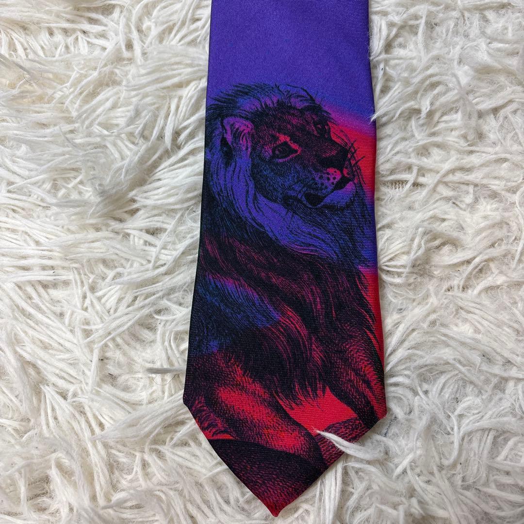 美品☆希少デザイン【ポールスミス】アニマル　ライオン　ボタニカル　ド派手ネクタイ
