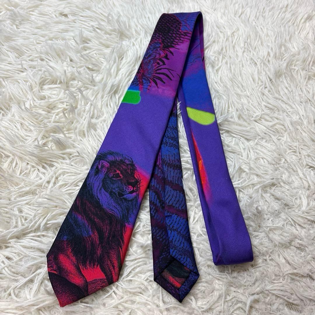 美品☆希少デザイン【ポールスミス】アニマル　ライオン　ボタニカル　ド派手ネクタイ