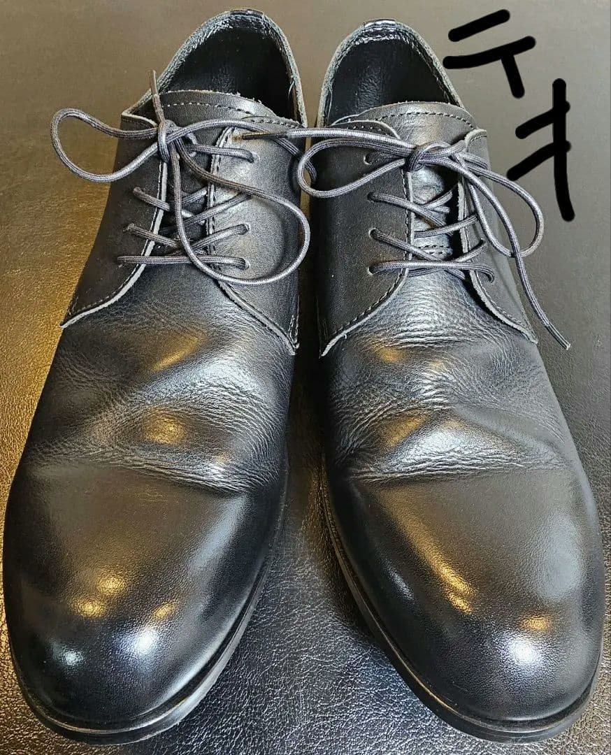 美品 パドローネ ダービー プレーントゥーシューズ 黒 27cm 日本製