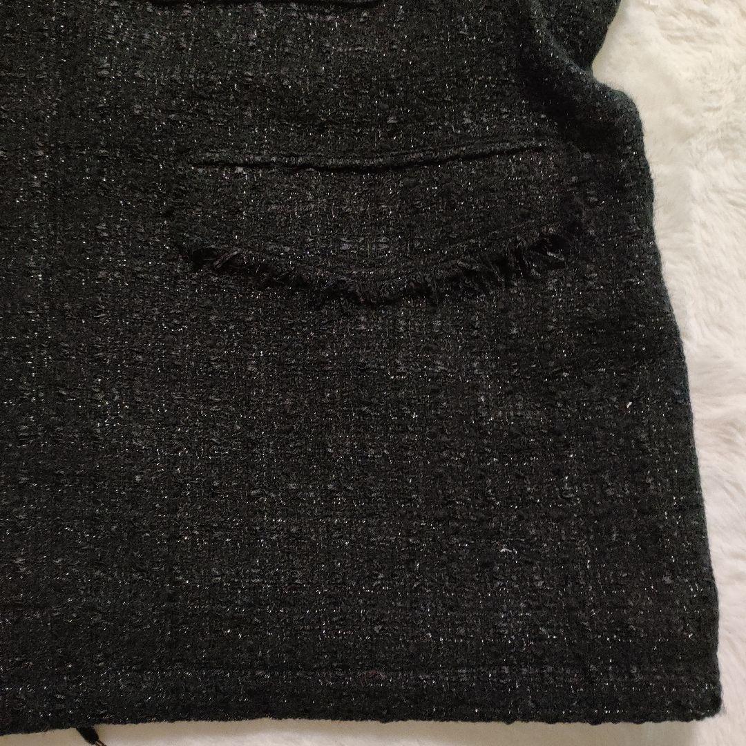 RhodolirioN ツイード ベスト 黒 赤裏地 キラキラ オーバーサイズ