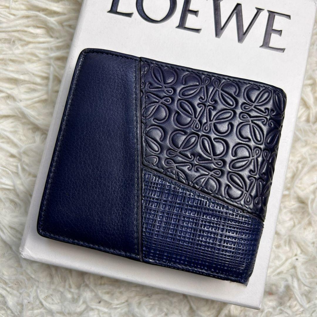 【希少】 LOEWE パズル バイフォールド ウォレット 折財布 ネイビー