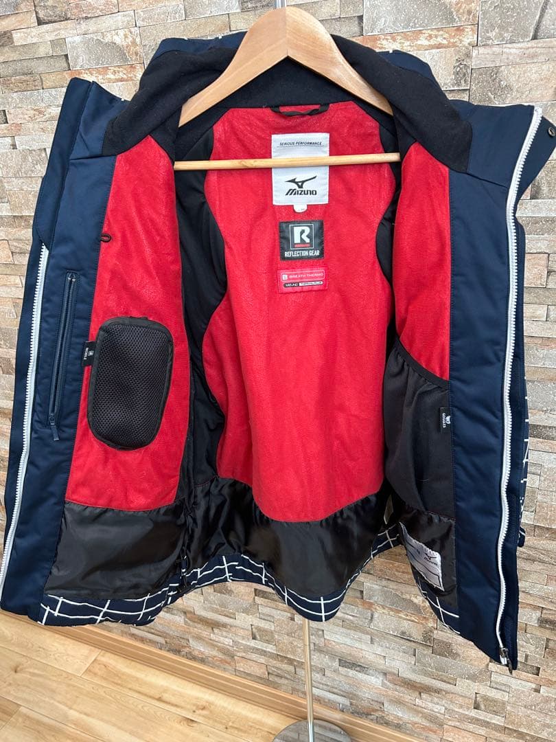 mizuno スキーウェア 上下 Mサイズ メンズ 紺 ネイビー スノーウェア