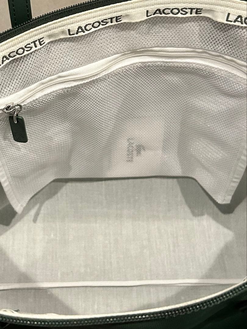 LACOSTE グリーン プチピケ ラージ トートバッグ