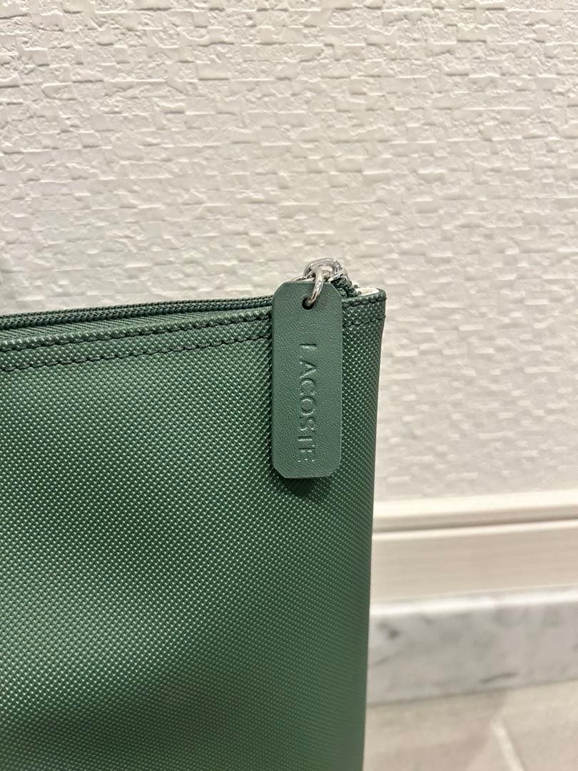 LACOSTE グリーン プチピケ ラージ トートバッグ